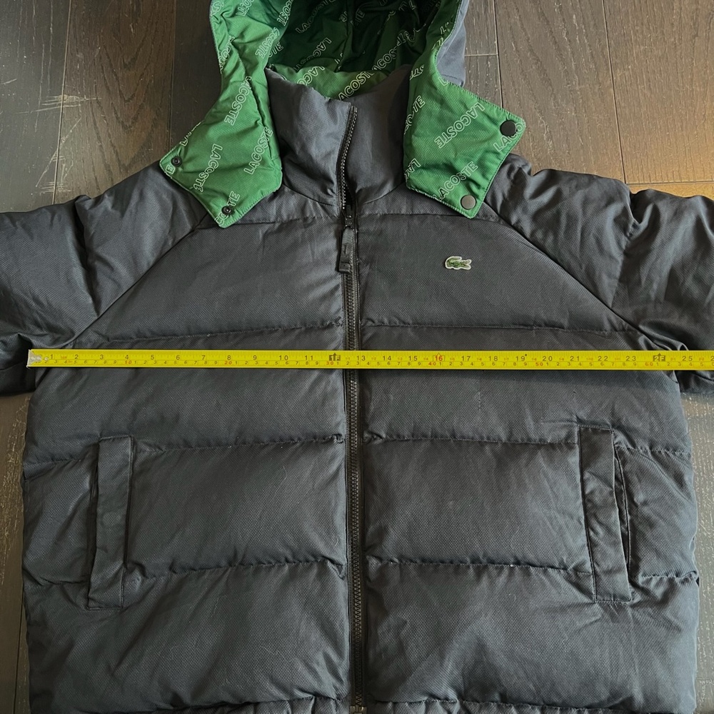 Lacoste L!VE Men's black green logo Print Reversible Quilted Jacket size 38 - Picture 14 of 15